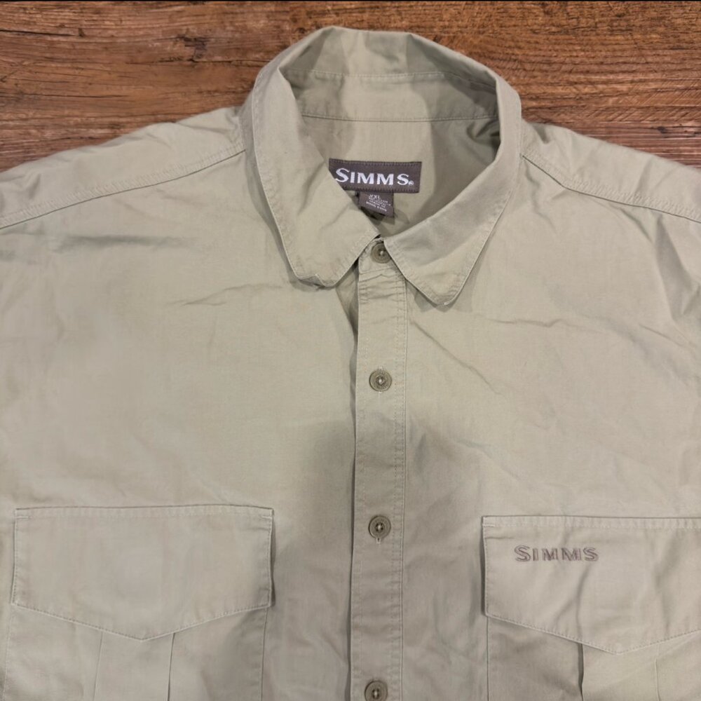 SIMMS Beige Outdoor Fishing Vented Light Long Sleeve Button Down Shirt Men's 2XL